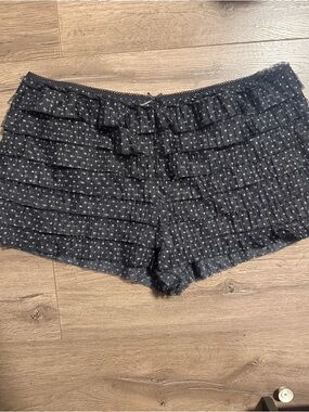 Women’s Black Polka Dot Ruffle Shorts